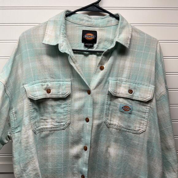 Dickie’s Plaid button Up Flannel Long Sleeve Shirt Size L - Picture 3 of 11